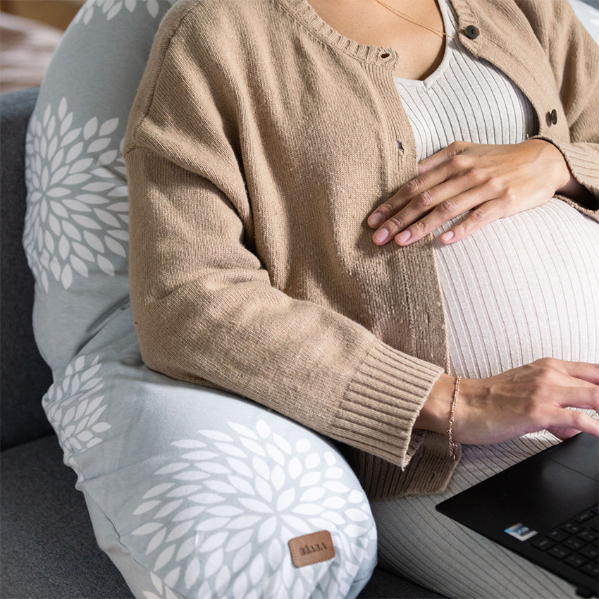 Coussin d'allaitement Big Flopsy avec housse en jersey Flower gris 