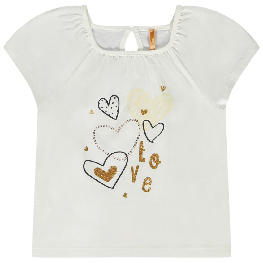 T-shirt manches courtes en jersey print fantaisie glitter pour fille