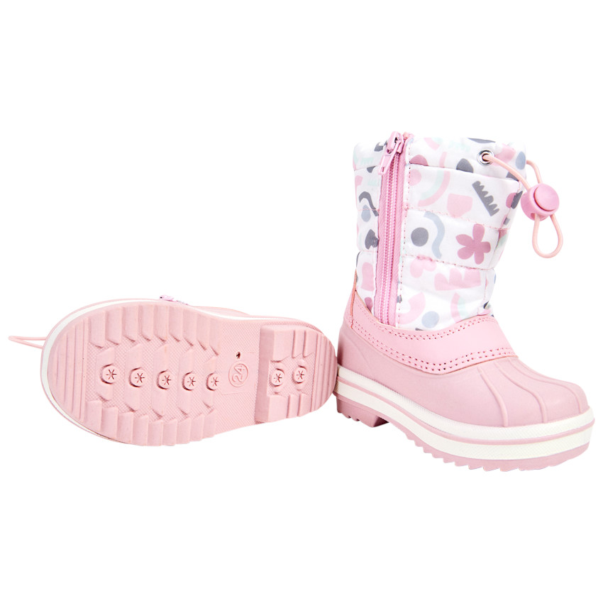 Après-ski rose avec zip et imprimé arty + lien de serrage pour fille 