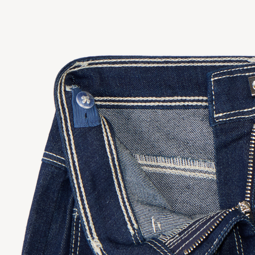 Jean fille coupe large uni avec poches plaquées 