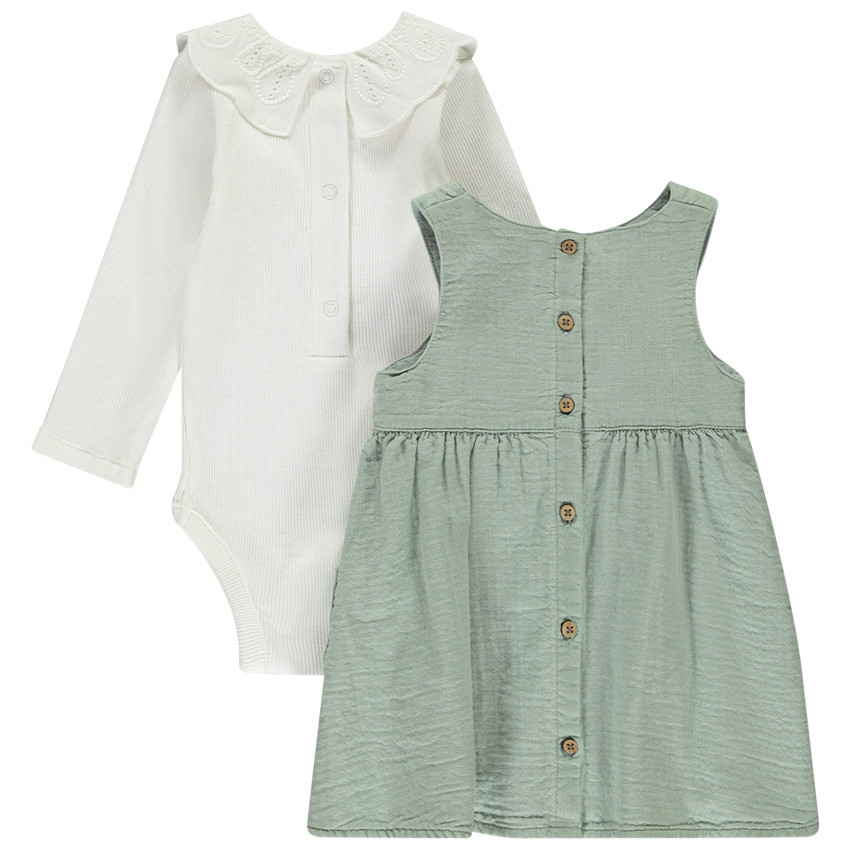 Ensemble 2 pièces avec robe brodée pour bébé fille 