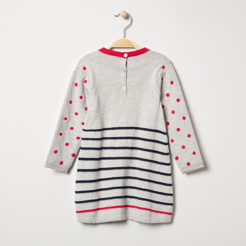 Robe manches longues en tricot motif Minnie Disney et rayures 