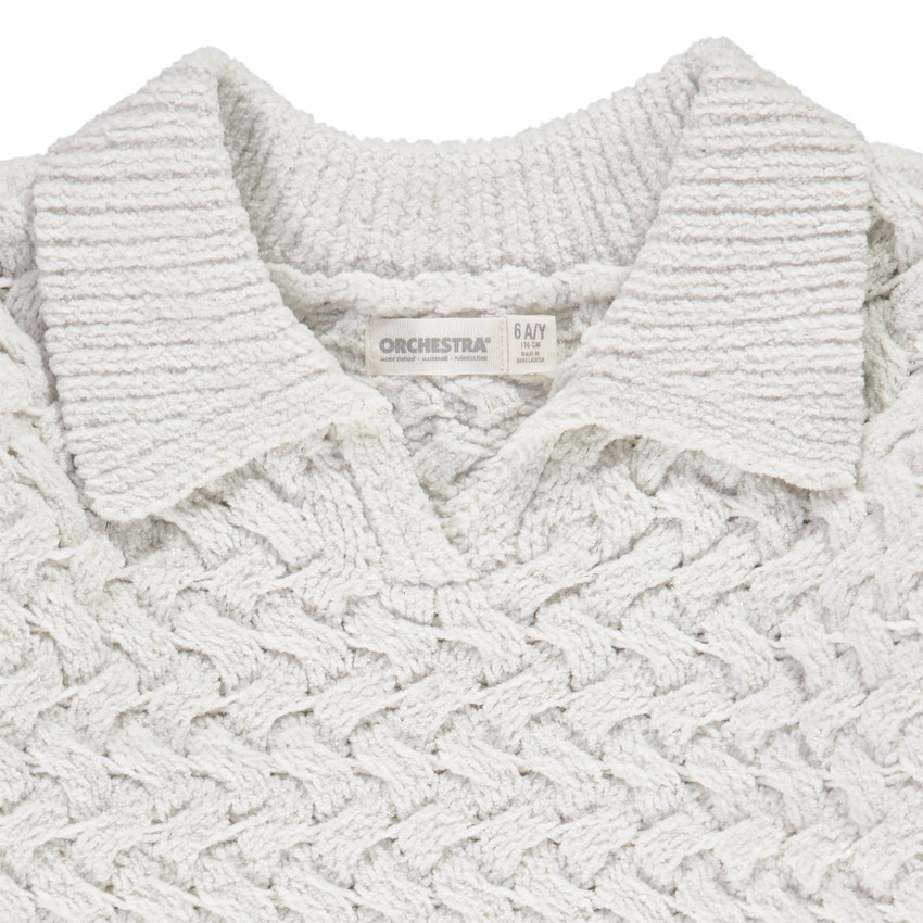 Pull en tricot fantaisie avec col polo pour fille 