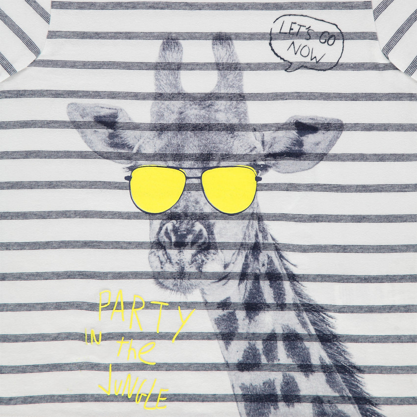 T-shirt manches courtes à rayure et print girafe 