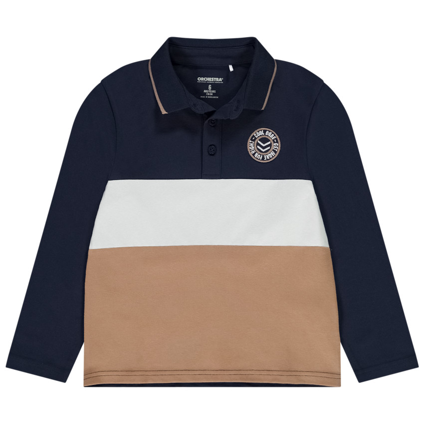 Polo manches longues effet color block pour garçon 