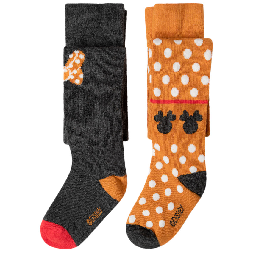 Lot de 2 collants épais à pois et noeud Minnie Disney 