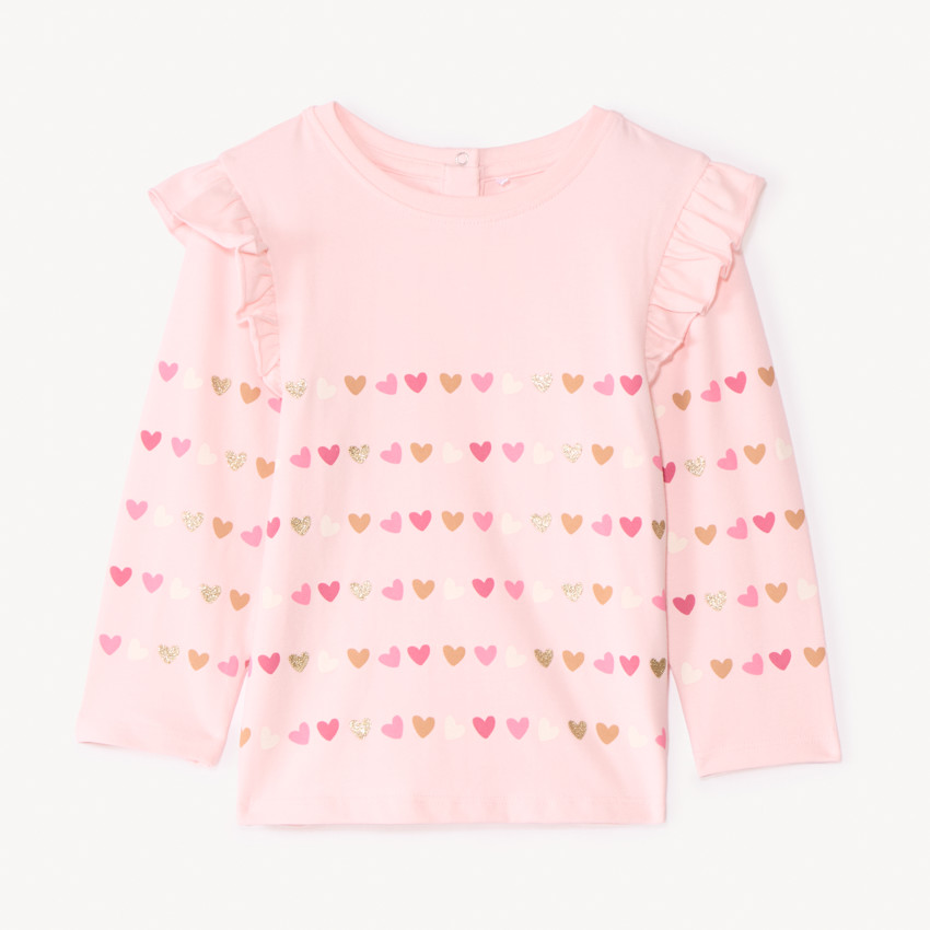 T-shirt manches longues imprimé cœurs pour bébé fille