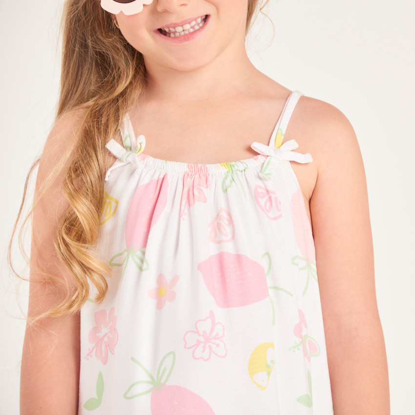 Robe à bretelles imprimé citron pour fille 