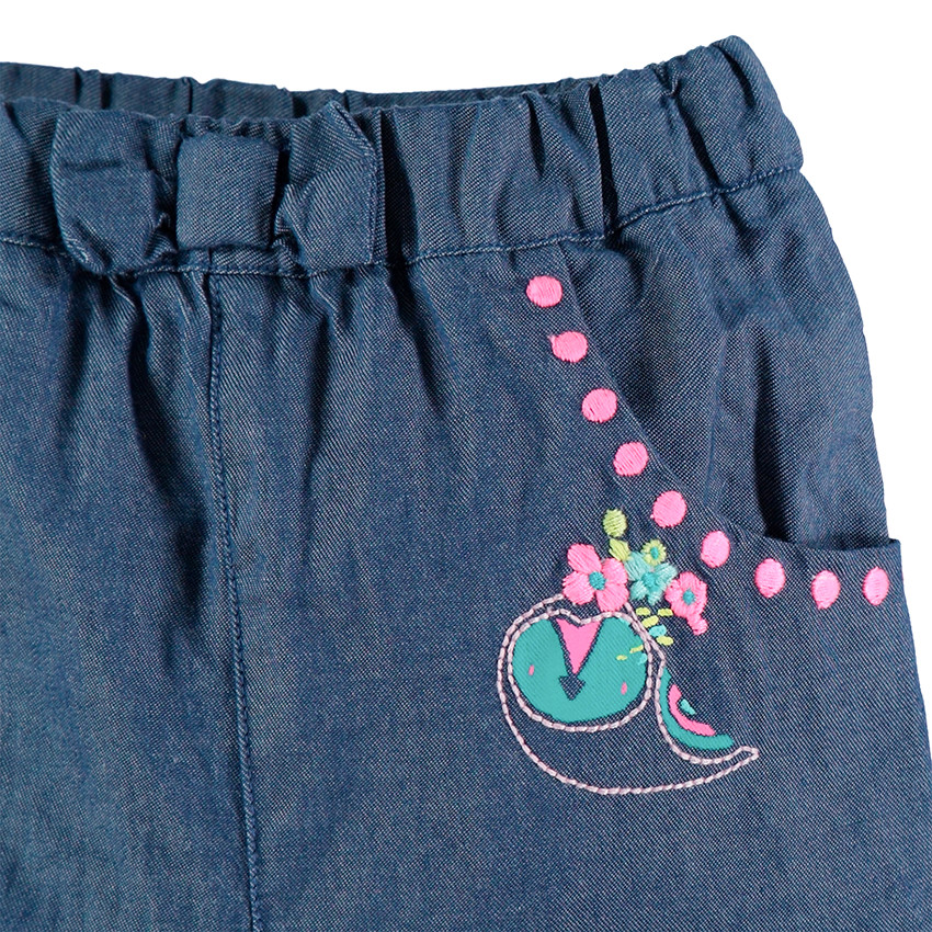 Pantalon en chambray avec détails brodés et poches 