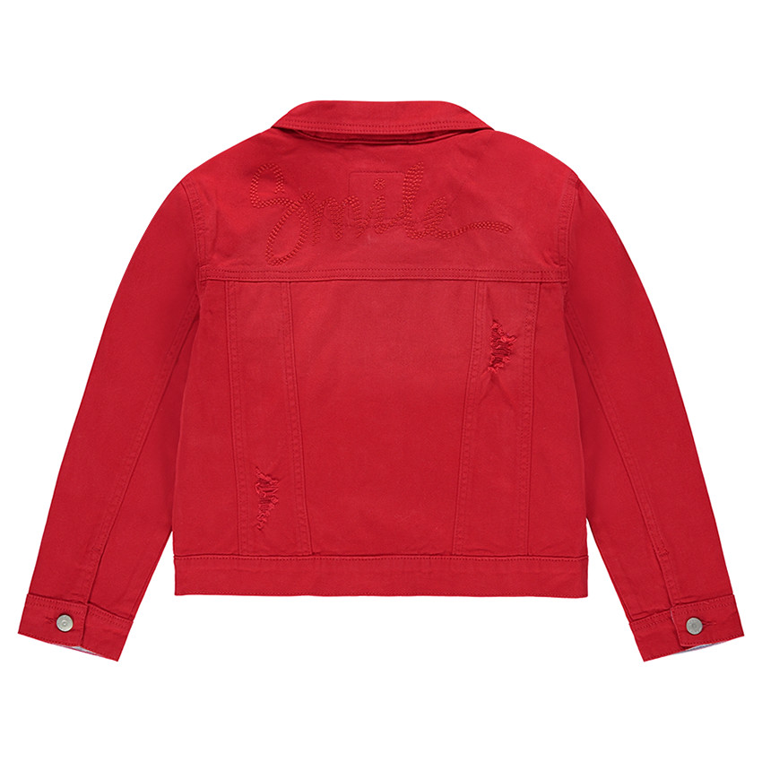 Junior - Veste en jeans rouge avec badge Smiley et poches  