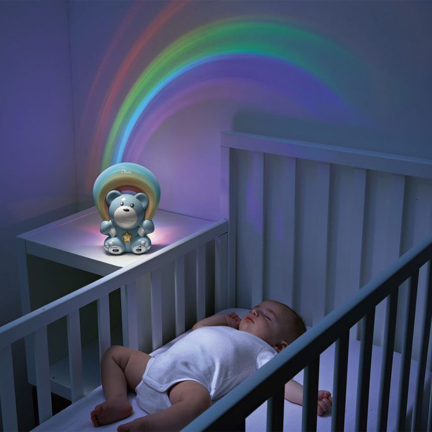 Ourson projecteur arc-en-ciel - Rose 
