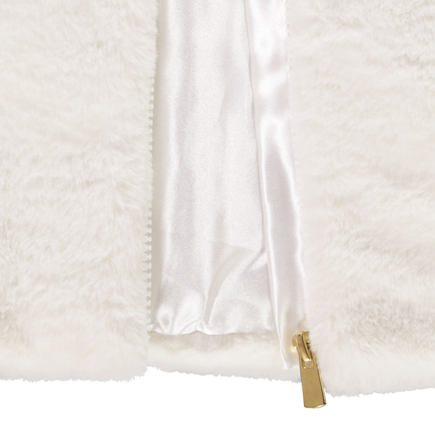 Veste sans manches en fausse fourrure avec doublure en satin pour fille 