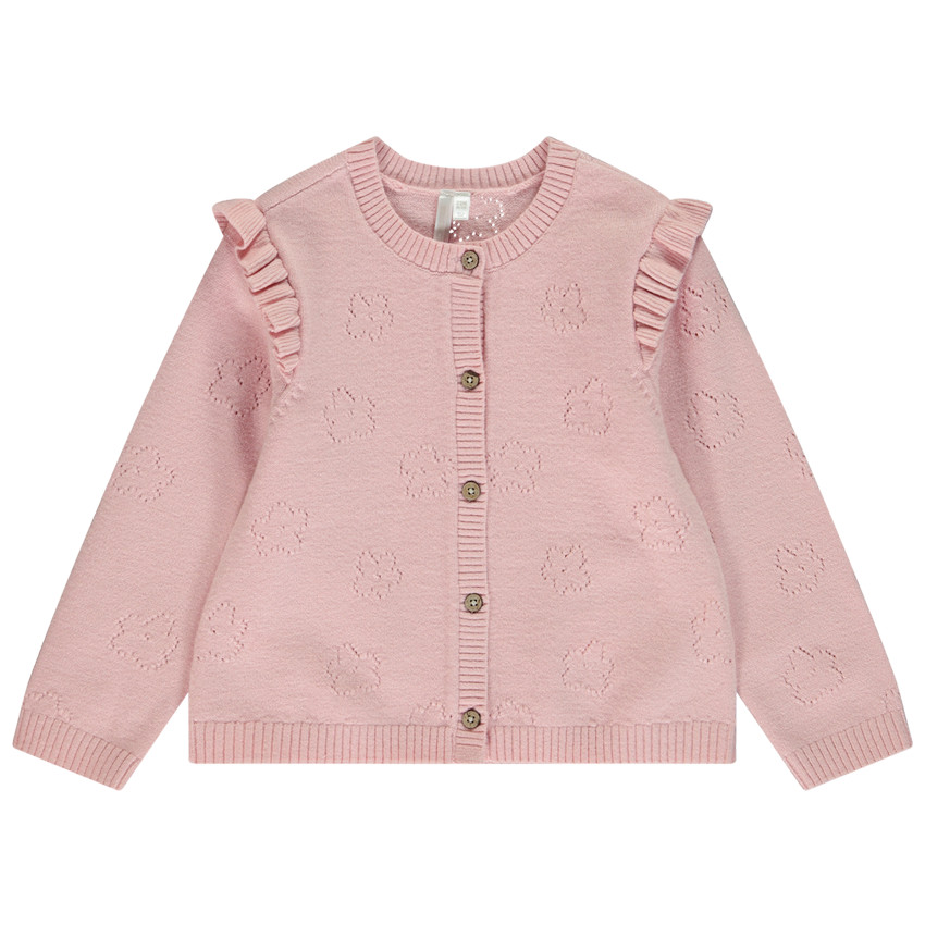 Gilet en tricot pointelle fleuri pour bébé fille