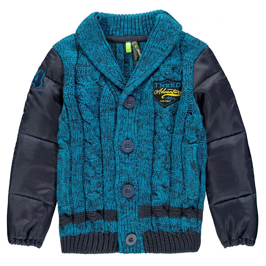 Gilet en maille bi-matière col châle 