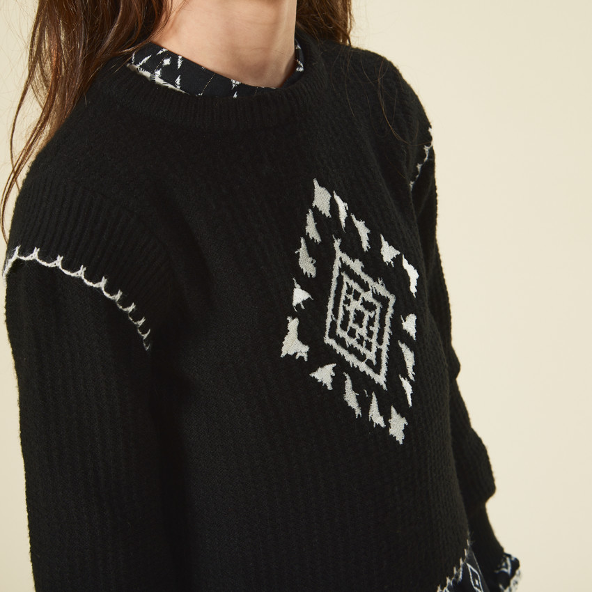 Pull court en tricot fantaisie pour fille