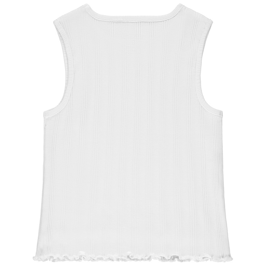 Débardeur uni en maille côte avec col fantaisie pour fille  