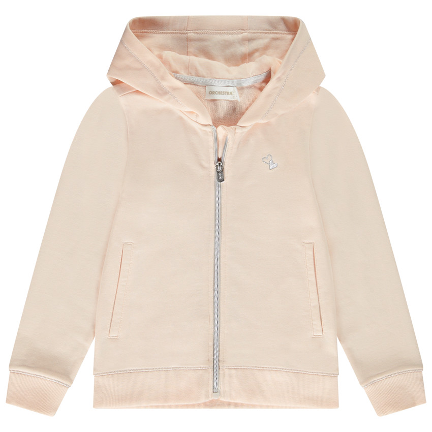 Gilet à capuche uni en molleton gratté pour fille