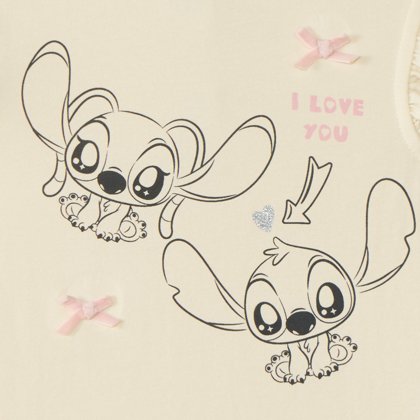 T-shirt manches courtes bébé fille Stitch et Angel Disney 