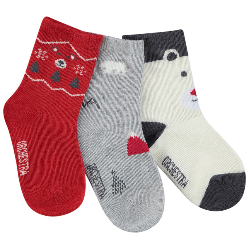Lot de 3 paires de chaussettes print fantaisie pour bébé garçon 