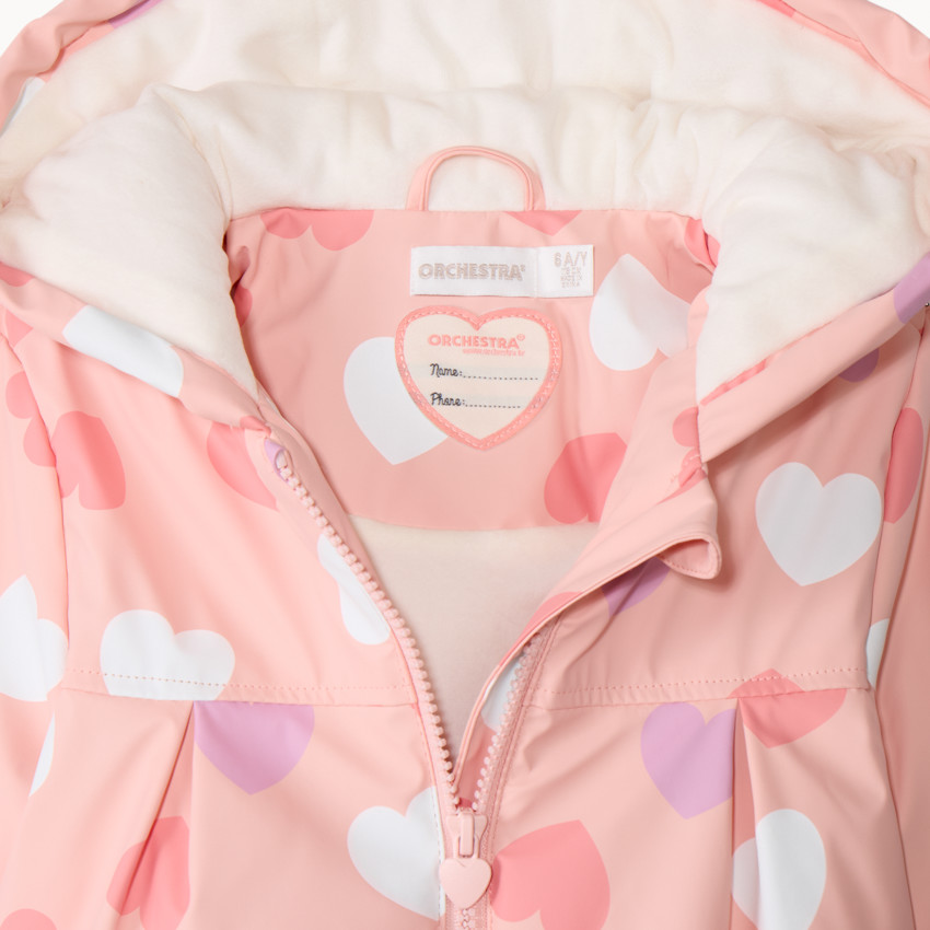 Parka gomme à couleur changeante imprimé cœurs pour fille 