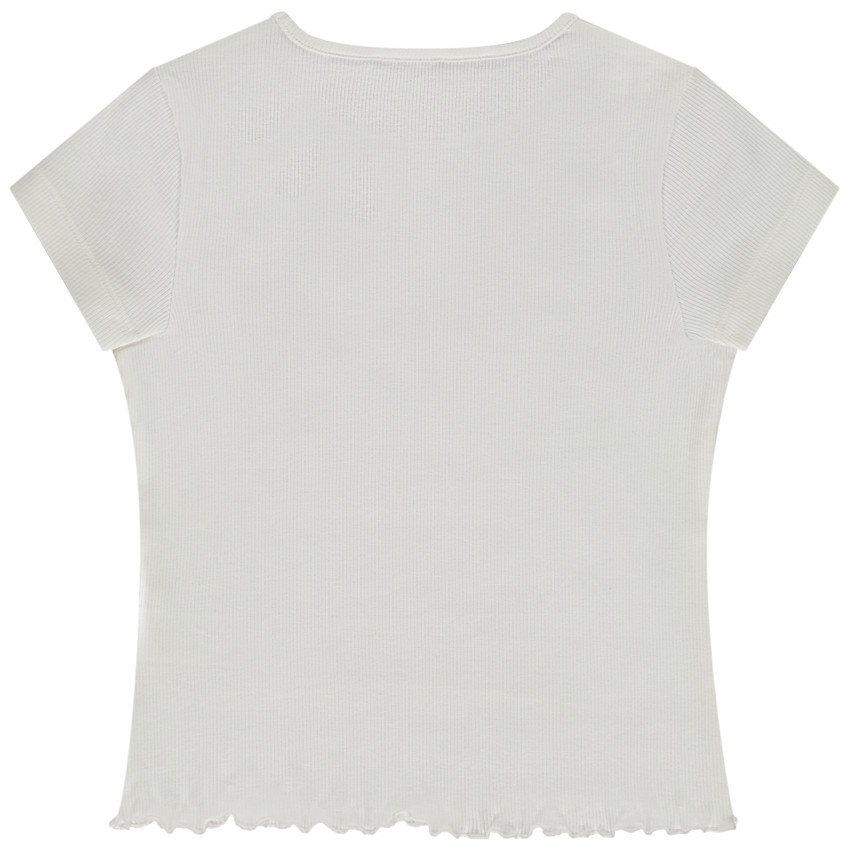 T-shirt manches courtes côtelé et ajouré pour fille 
