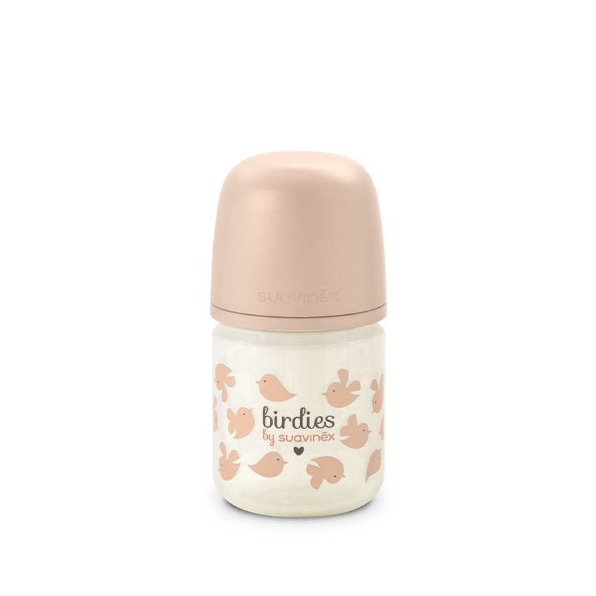 Biberon en verre 120ml avec tétine SX Pro XS Birdies rose 