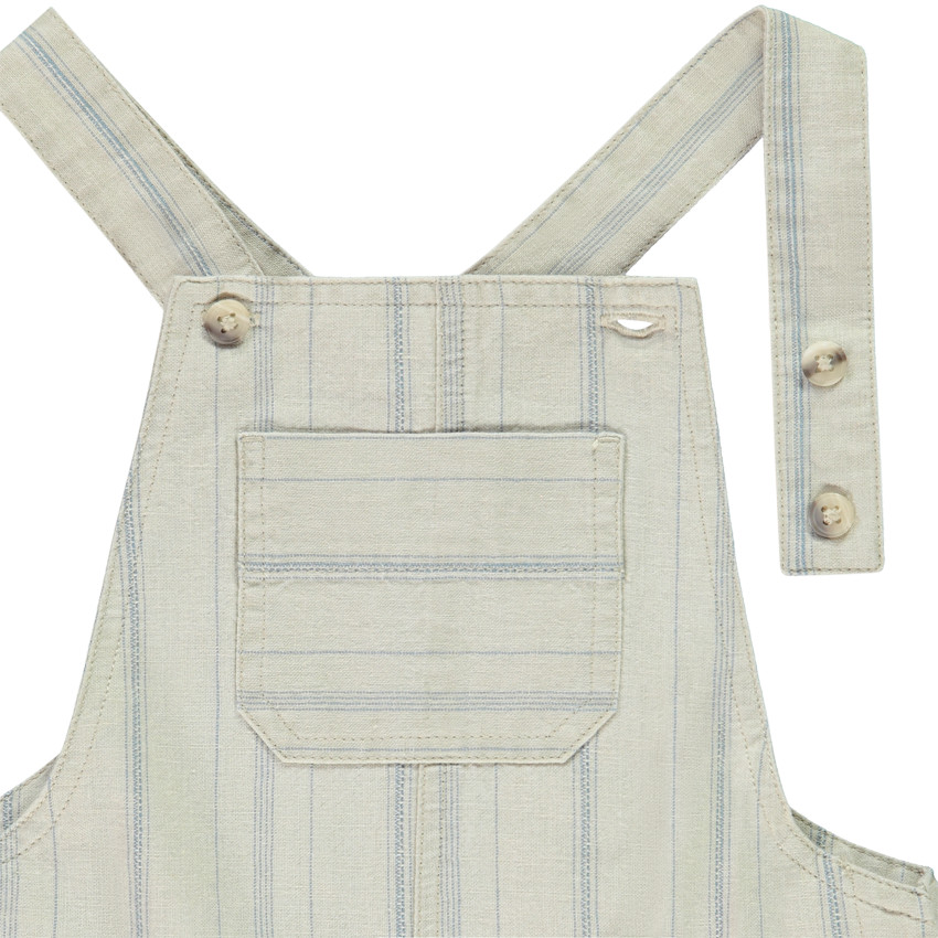 Salopette courte en toile rayée pour bébé garçon 