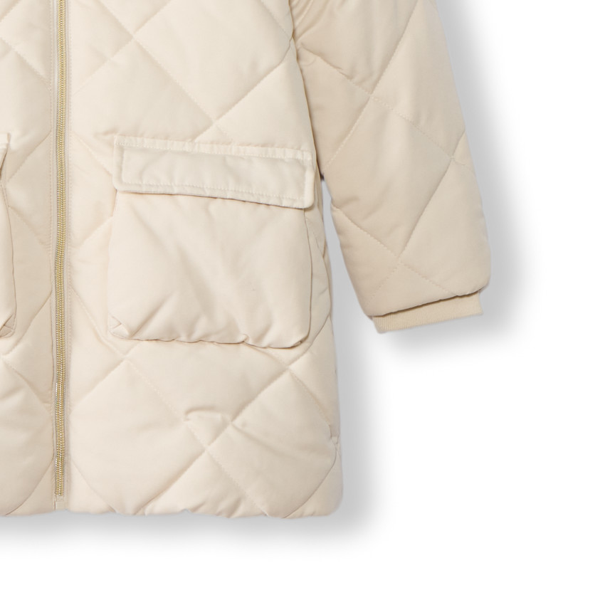 Doudoune manches longues en twill et sherpa + gilet pour fille 
