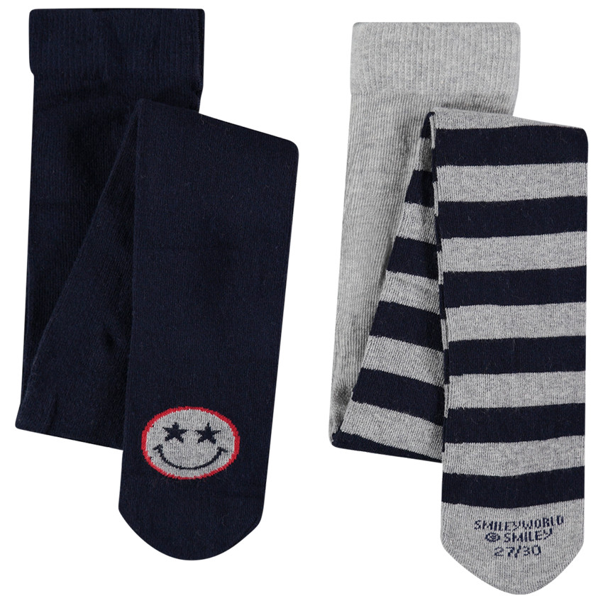 Junior - Lot de 2 collants épais Smiley 