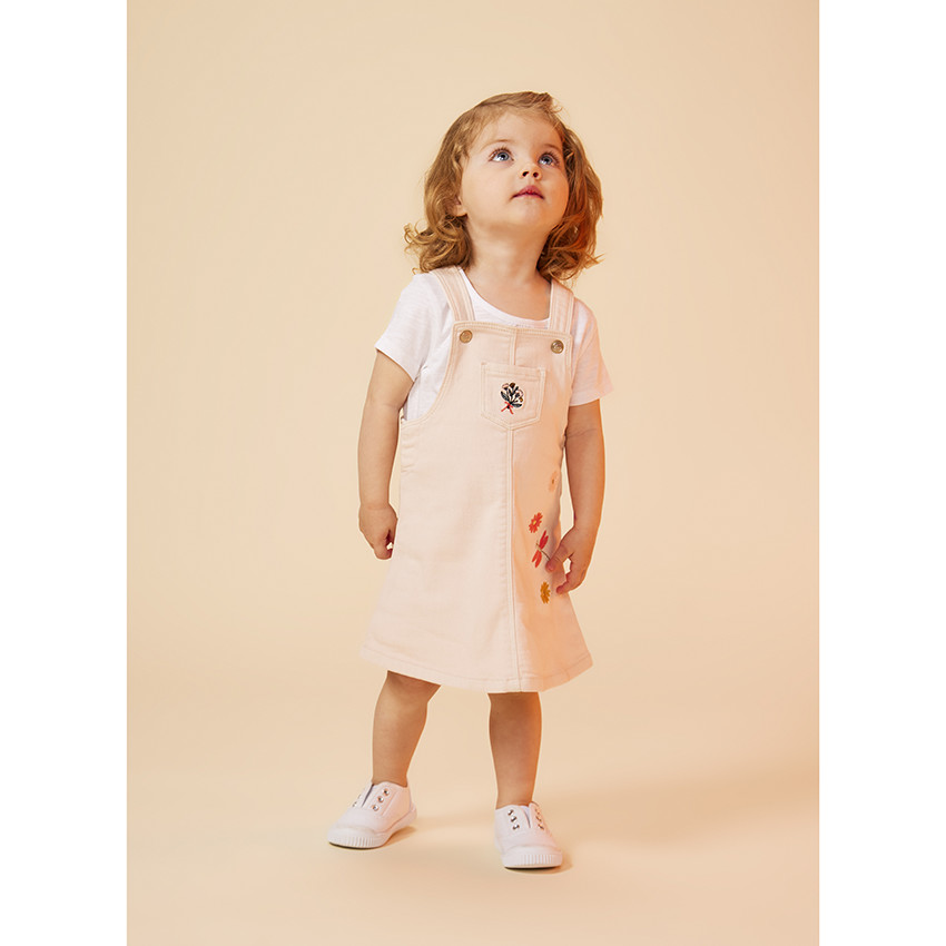 Robe en denim avec broderies fleurs pour bébé fille 