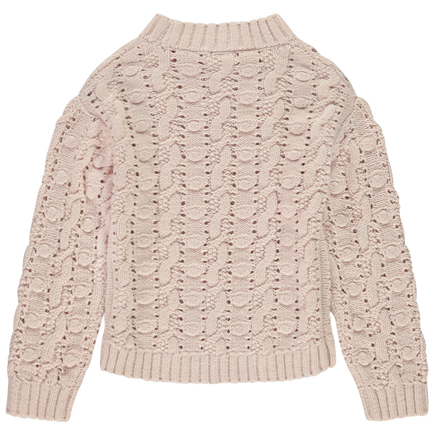 Pull en tricot torsadé col montant pour fille 