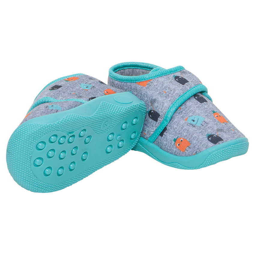 Chaussons en jersey avec personnages imprimés et scratch 