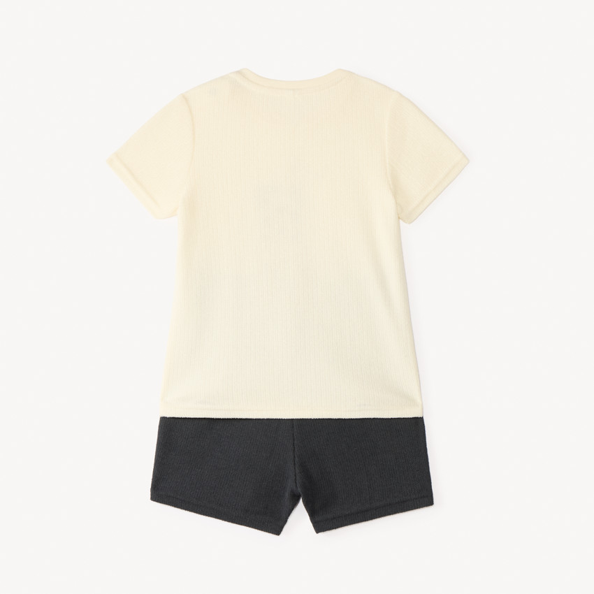 Ensemble court t-shirt + short en maille fantaisie pour bébé garçon 