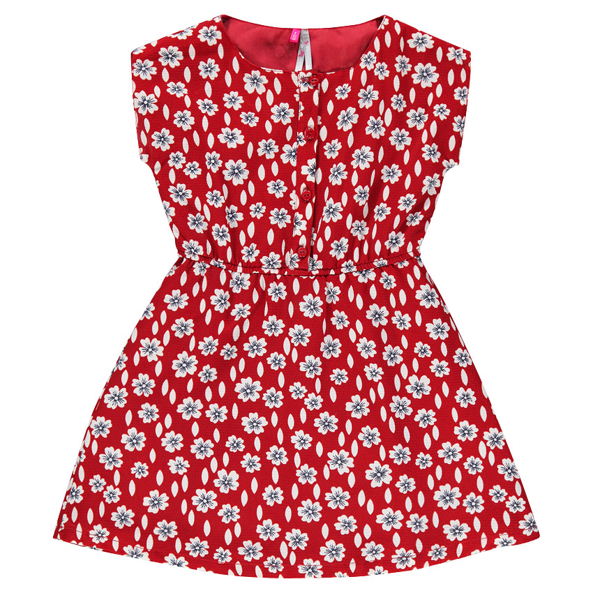 Robe fluide imprimée fleurs à taille élastiquée 