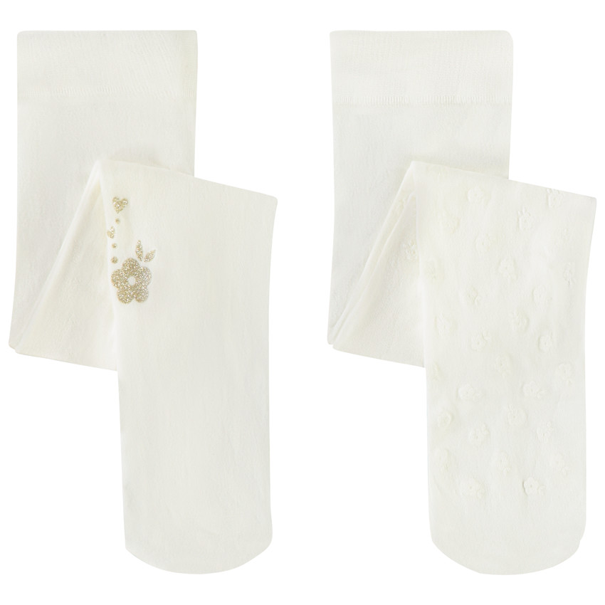 Lot de 2 paires de collants fins fantaisie pour bébé fille