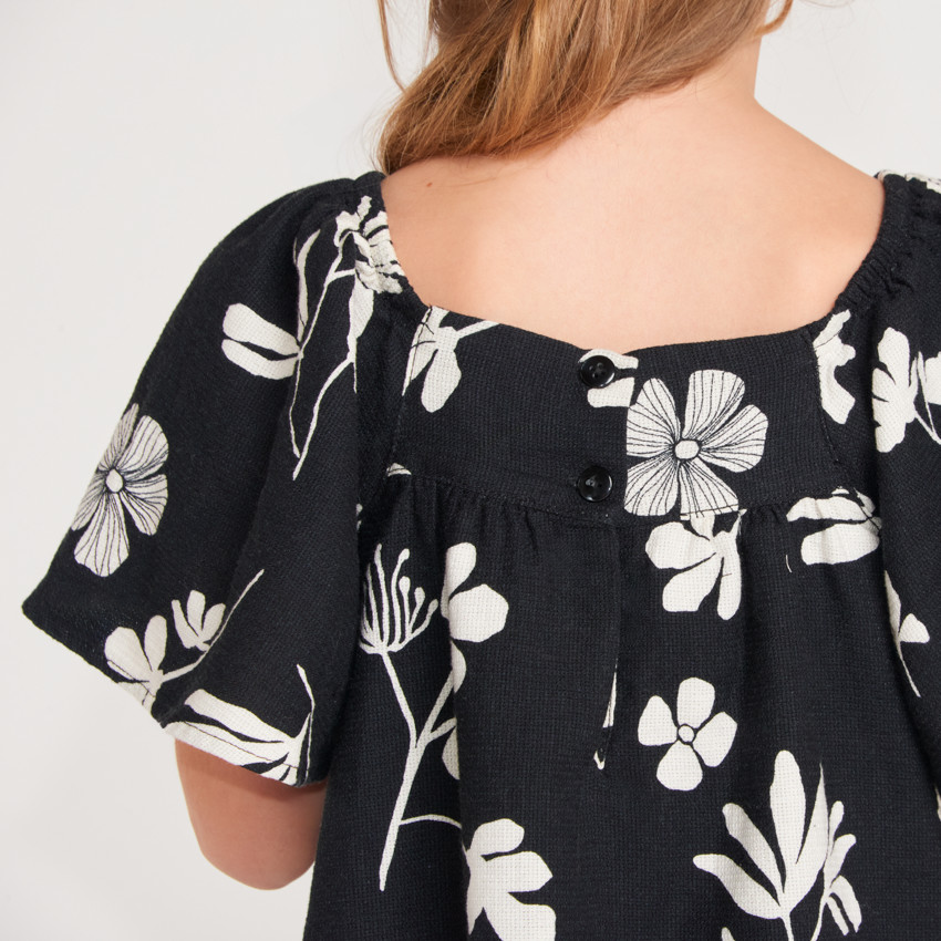 Robe manches courtes imprimée fleurie pour fille 