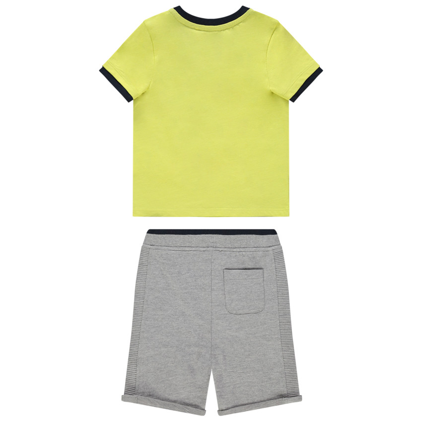 Ensemble t-shirt et bermuda print animaux et texte brodé 