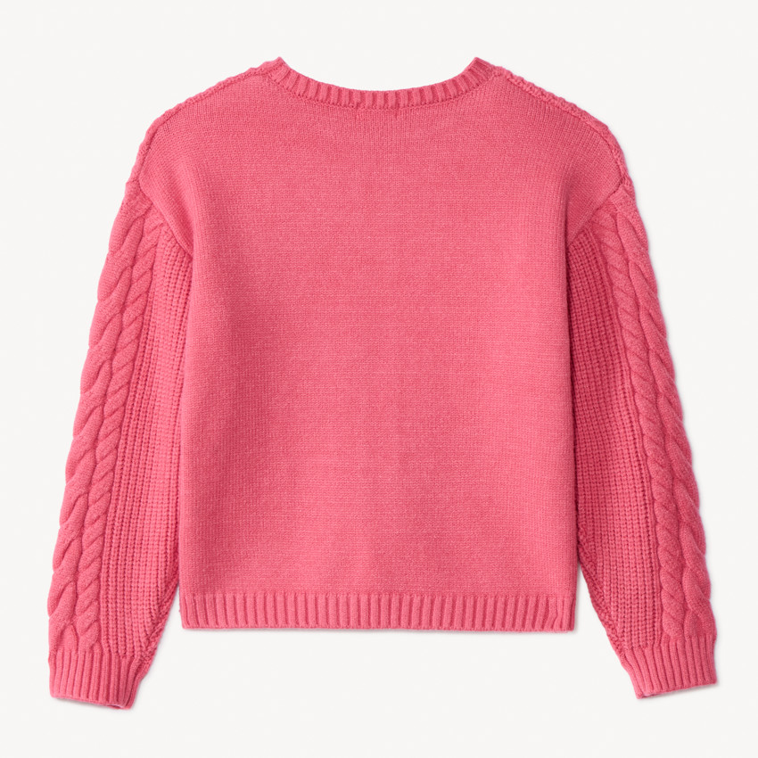 Pull oversize en tricot torsadé uni pour fille 
