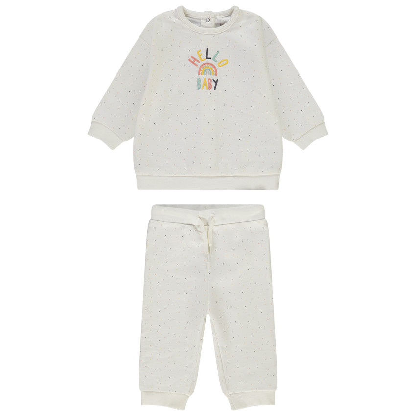 Ensemble 2 pièces imprimé pois multicolores pour bébé 