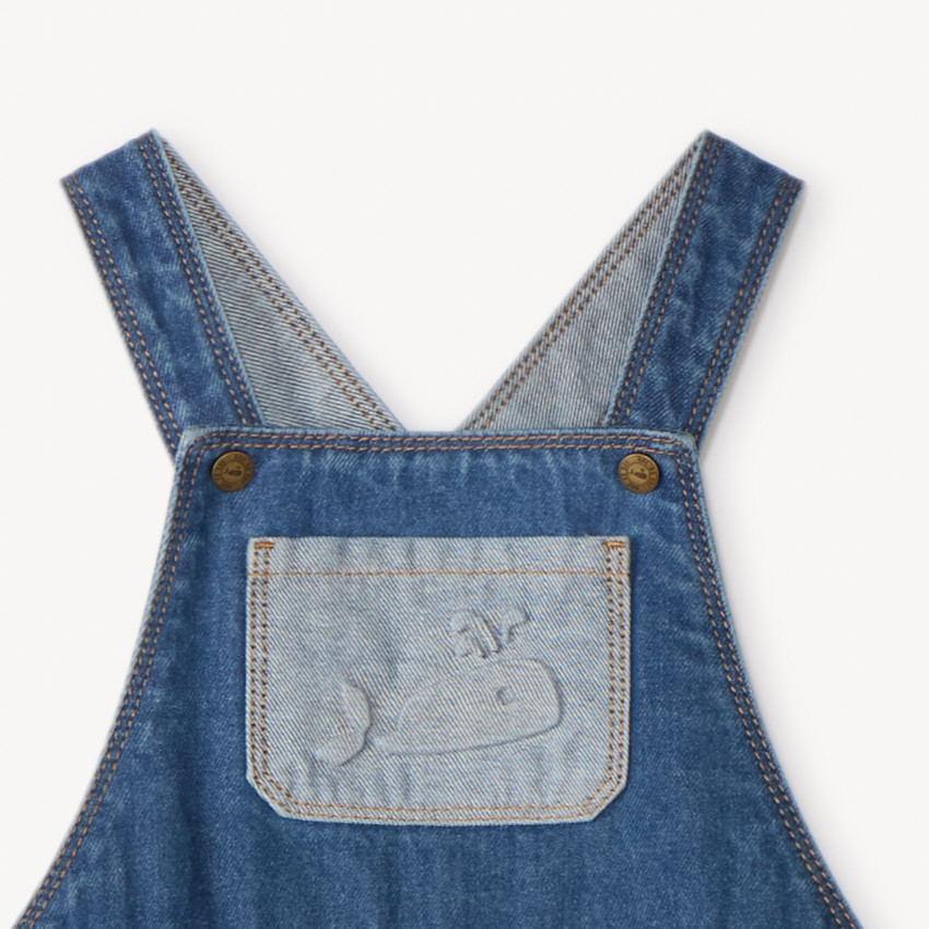 Salopette longue en jean motif baleine pour bébé garçon 