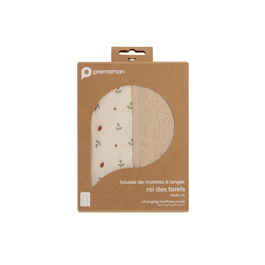 Housse de matelas à langer imprimé Roi des Forêts beige - Beige (Prémaman) - Image 1