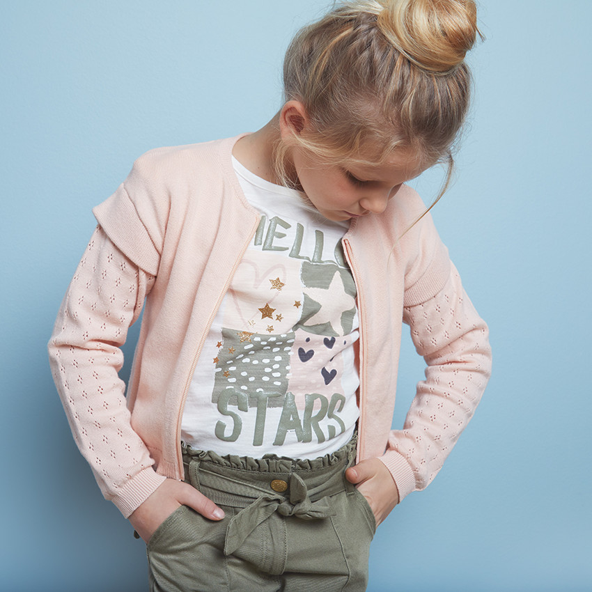 Gilet en tricot à manches ajourées pour fille 