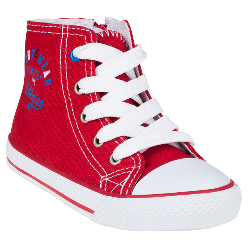 Baskets montantes à lacets et zip avec inscriptions printées 