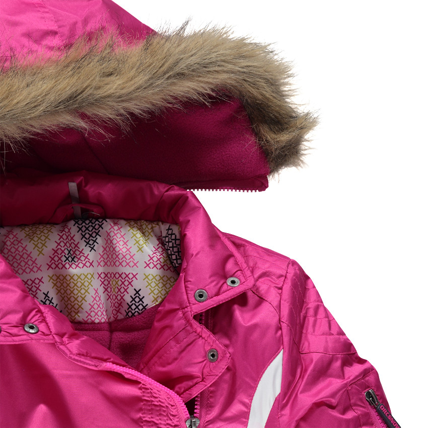 Junior - Blouson de ski effet satiné doublé micropolaire à capuche amovible 