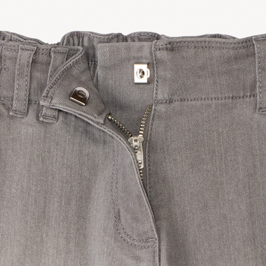 Jean large uni en denim style cargo avec poches pour fille  