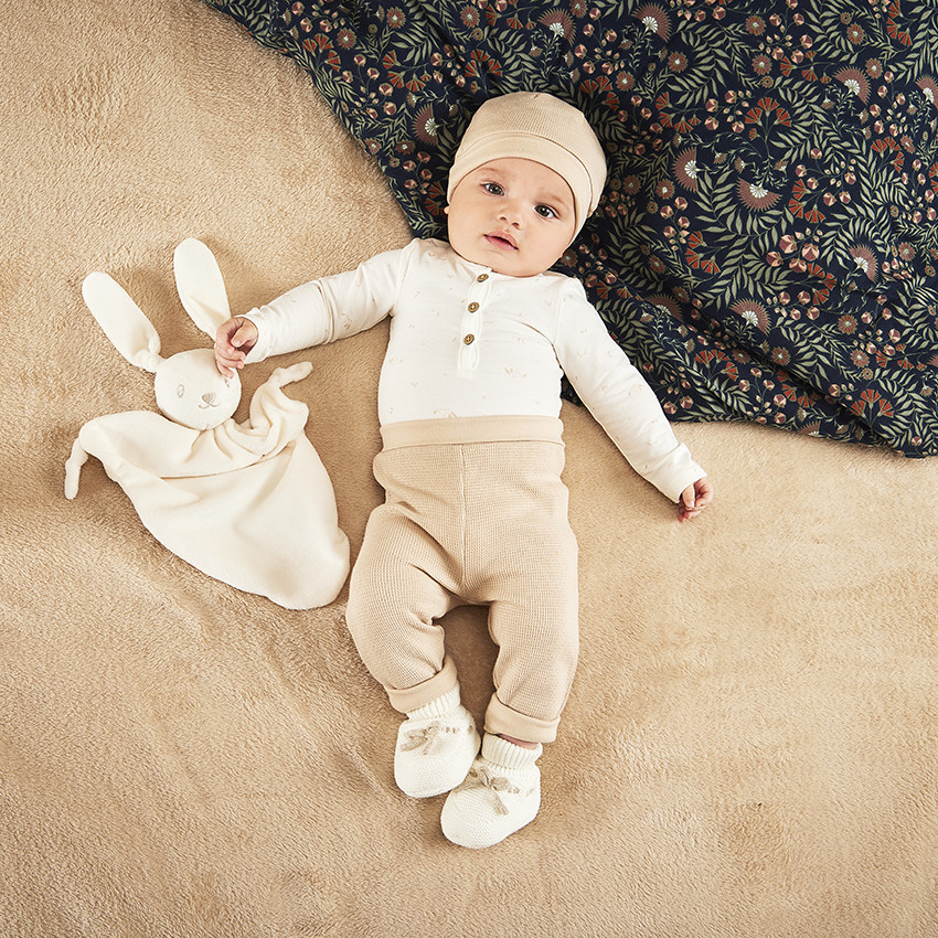 Doudou mouchoir lapin en velours pour bébé  