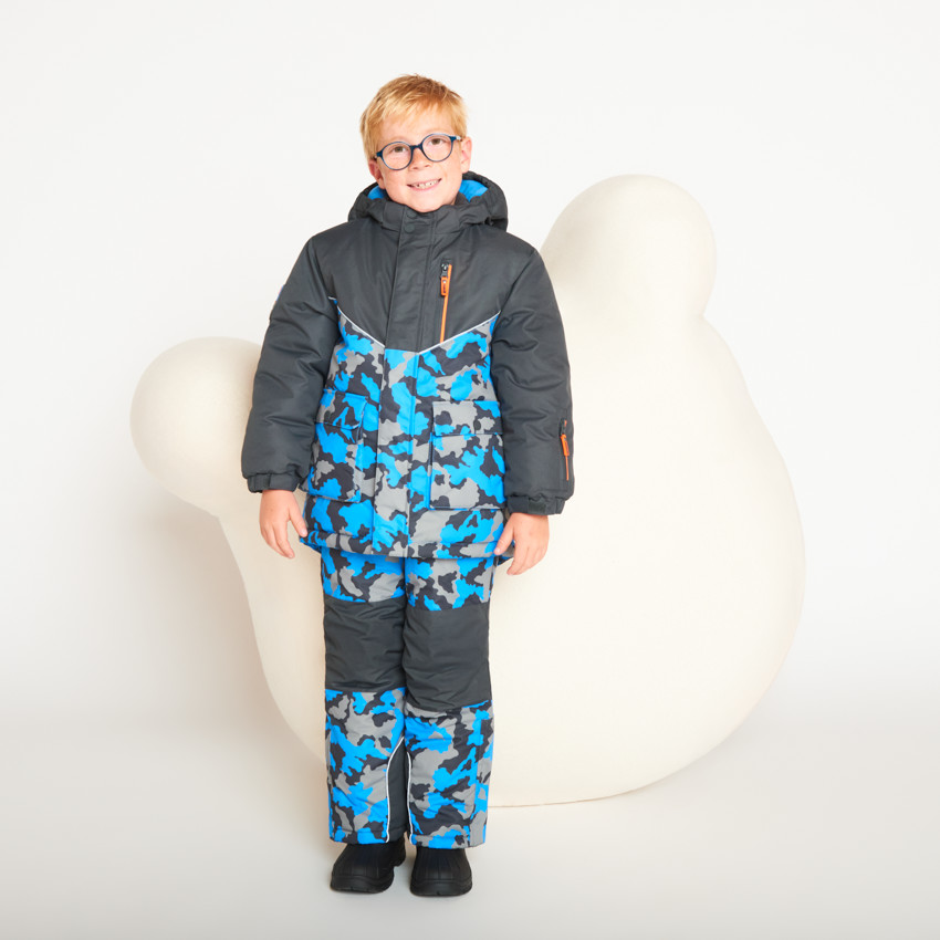 Pantalon de ski imprimé camouflage à bretelles amovibles pour garçon  