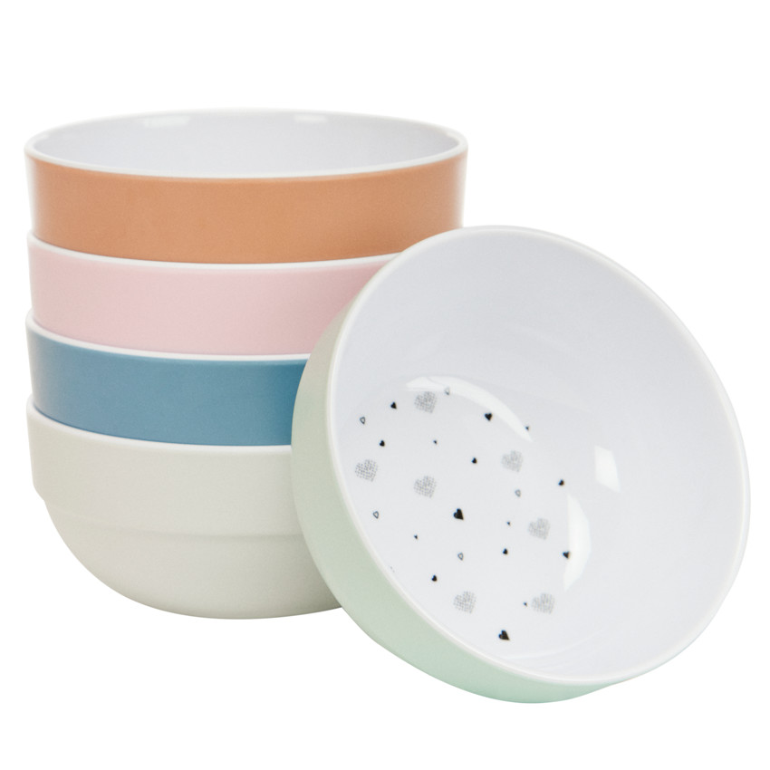 Bol en mélamine imprimé cœurs vert 