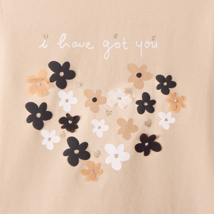 T-shirt manches longues uni à print fantaisie pour bébé fille  