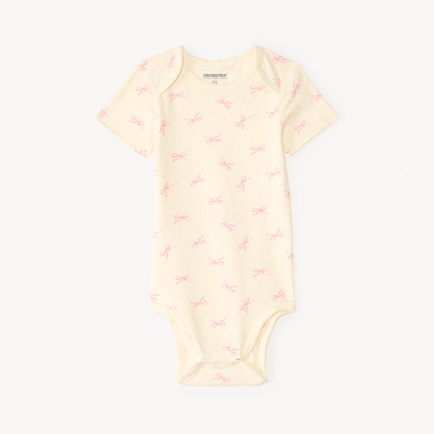 Lot de 7 bodies manches courtes motif nœud pour bébé fille ouverture différentes selon l'âge 